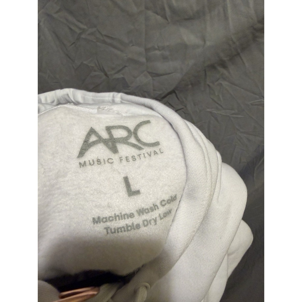 ARC Music Festival White Pullover Fleece Hoodie Men's Large Graphic Logo Pockets - Picture 9 of 9